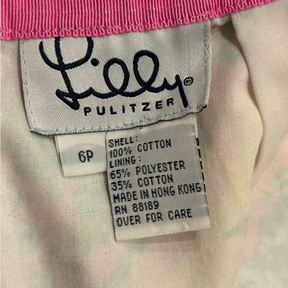 Lilly Pulitzer White Label Pink Tile Patch Skirt Vintage 90s
